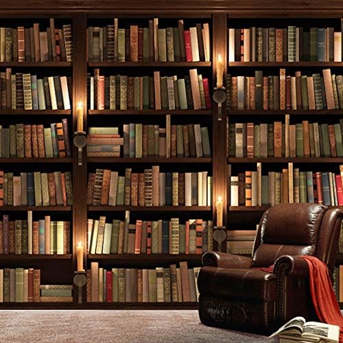 GMYANBZ Custom Photo Retro 3D Sofa TV Background Wallpaper Mural for Elders' Room Wall Bookcase Bookshelf 3D Mural Wallpaper On The Wall