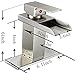 Bathfinesse Waterfall Bathroom Faucet Brushed Nickel Faucet for Bathroom Sink Single Handle Single Hole Modern Sturdy Contemporary Deck Mount Supply Hose Mixer Tap