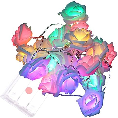 Sehon Battery Operated Rose Flower 20LEDs String Lights - Multi-color