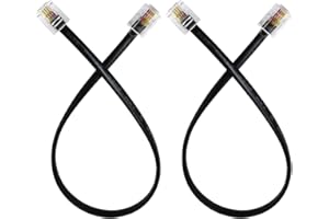 XANHAM Phone Cable 1 Foot Short Telephone Line Cord with RJ11 6P4C Connectors for Landline Phone, Fax Machine and Modem, for Both in-Wall and Out-Wall Using, Black, 2 Pack, AV04601