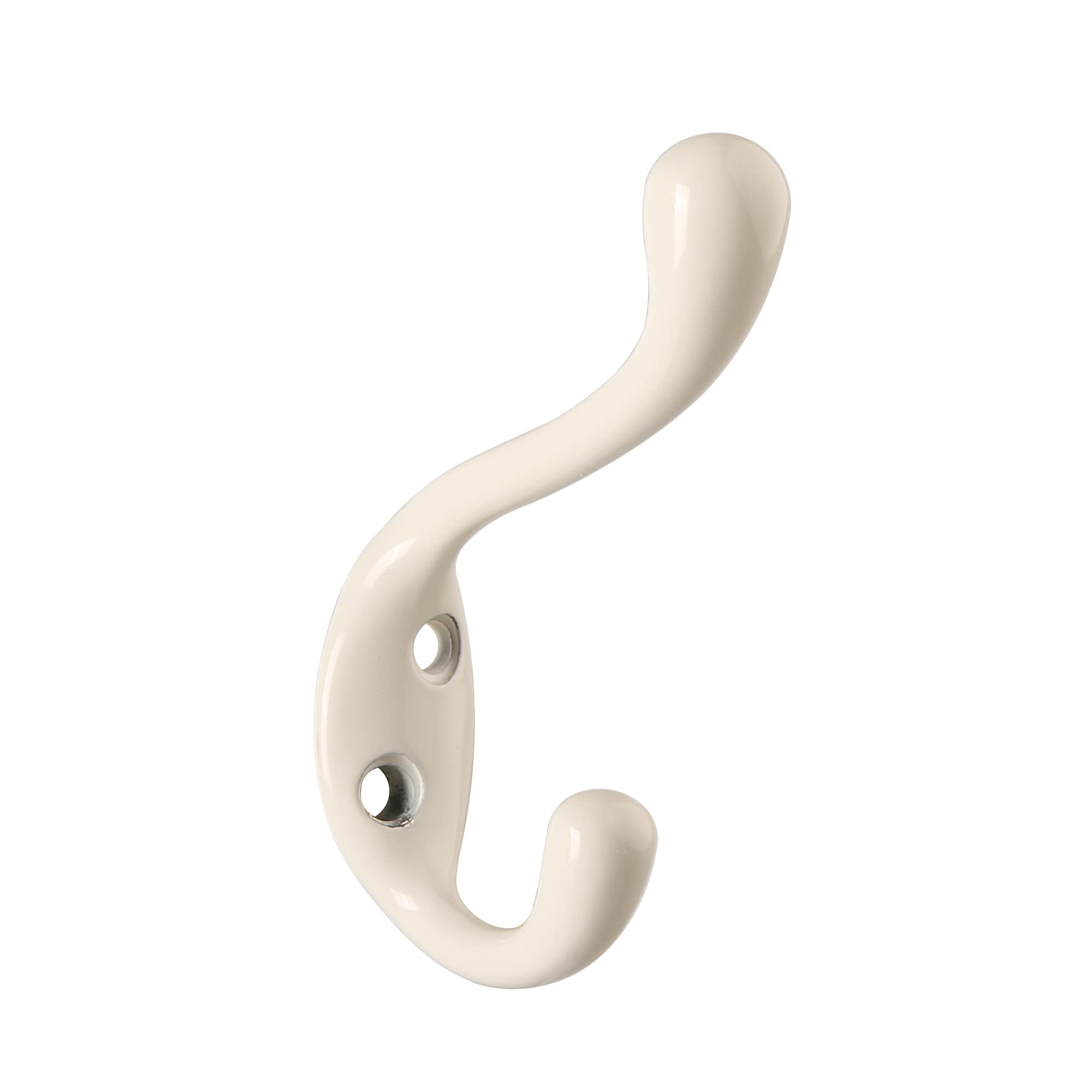 HASWARE 6 PCS Double Prong Robe Hook, Dual Coat Hooks Antique Wall Mounted Hooks Robe Vintage Hooks Hangers Heavy Duty with 12 Pieces Screws for Coats Hat Clothes Hanger Towel Keys (White)