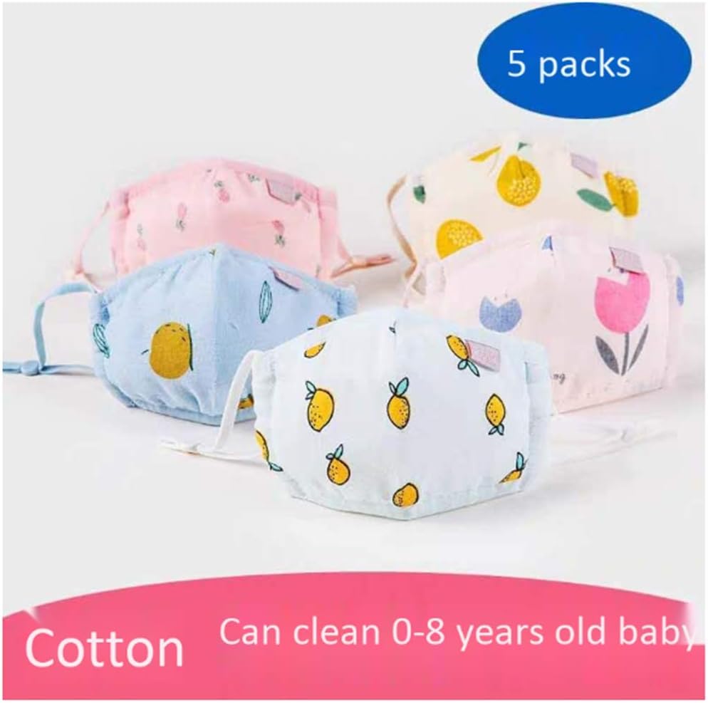 Professional Children's Masks, Dust Masks, Gas Masks, Cotton Masks Can Prevent 99% of Bacteria, Dust and Dust Infections. Suitable for Infants 0-8 Years Old. [5 × Random Mask]