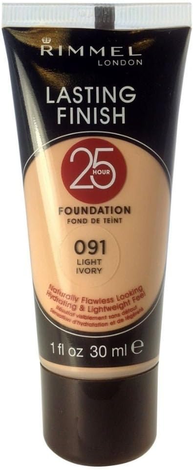 Rimmel Lasting Finish 25 Hours Foundation, Light Ivory, Number 091, 30 ml, Ivory, Light, 30 ml (Pack of 1)