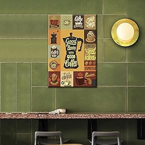 Canvas Wall Art - Vintage Style Coffee Elements - Giclee Print Gallery Wrap Modern Home Art Ready to Hang - 12x18 inches