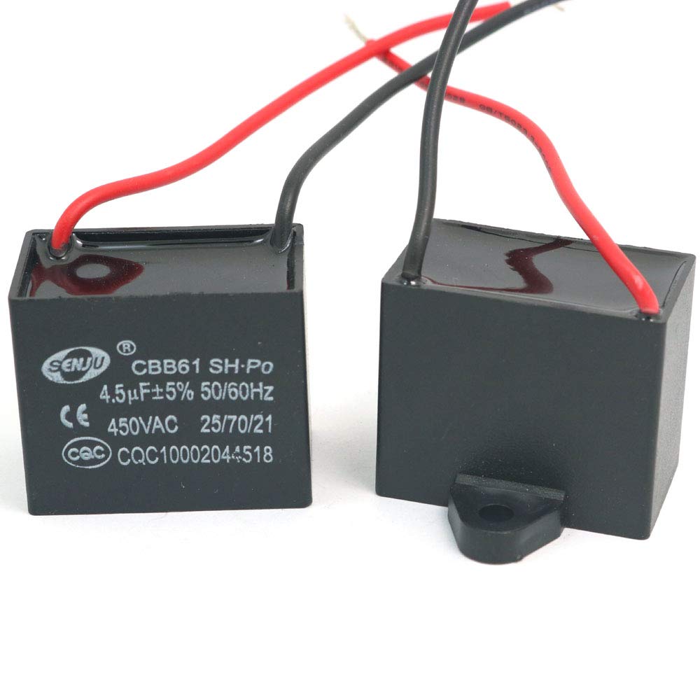 DollaTek 2Pcs CBB61 4.5uF 450V AC 50/60Hz Air Conditioner Fan Motor Running Capacitor