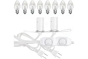 BUBYVV Salt Lamp Cord,Salt Lamp Cord and Base Assembly & Clip for All Himalayan Crystal Salt Lamps -8 Free 15W E12 Base Bulbs for Salt Lamp (White-2P)