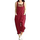 Lncropo Women's Plus Size Overalls Wide Leg Loose Baggy Jumpsuit Rompers