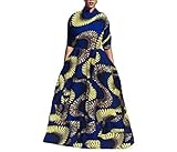 Womens Sexy Half Sleeve Printed Crop Tops Long Skirt Party Clubwear 2 Pieces Set Blue L