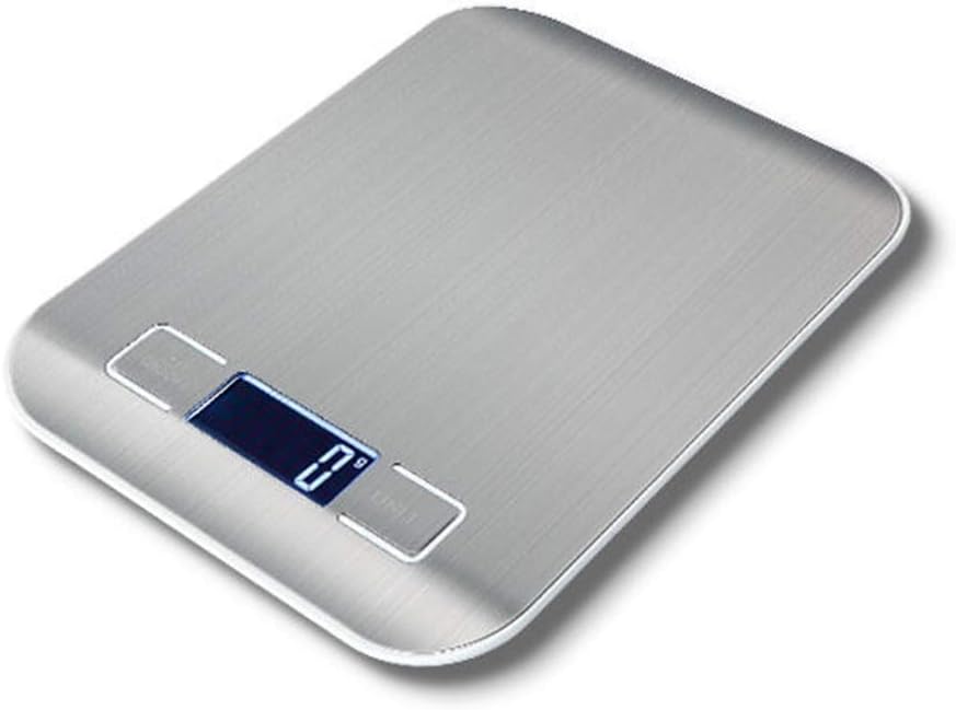 Rechargeable Digital Kitchen Scale Food Scale Stainless Steel Cooking Scale Backlit LCD Display,1g (Food Grade Stainless Steel Silver) Silver