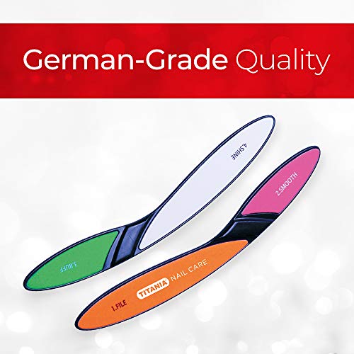 Titania Germany Nail Buffer - Durable & Coded 4 Way Fingernail Shiner For Quick & Easy Grooming- Ideal For Manicure, Pedicure, Natural & Cosmetic Nails - Thumbnail 5