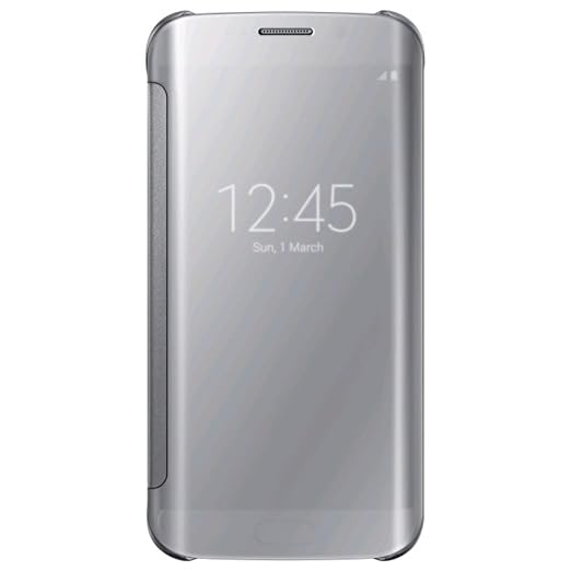 Samsung Handyhülle Schutzhülle Protective Case Cover mit Clear View Klarsicht Cover für Galaxy S6, silber