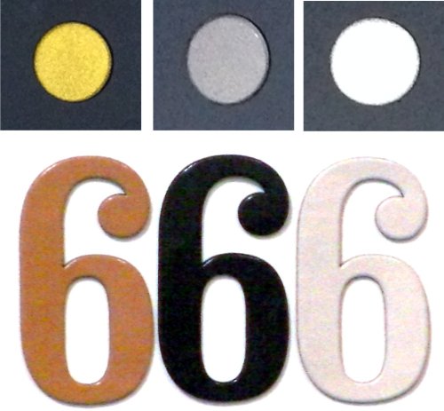 Fancy White Reflective Mailbox or House Number - 6 - Size 5" - (select size (2"- 6") and digit (0-9) below) - Thick, Die-cut Exterior Grade Gasket-like PVC - not Metal or Rigid Plastic