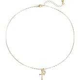 CeKaphely Religious Cross Necklace for Women - Gold Pendant with Single Gem, Meaningful Gift for Mom Wife Friend(N8)