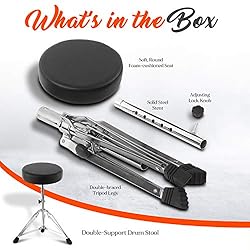 Pyle Adjustable Drum Throne Stool-Portable with