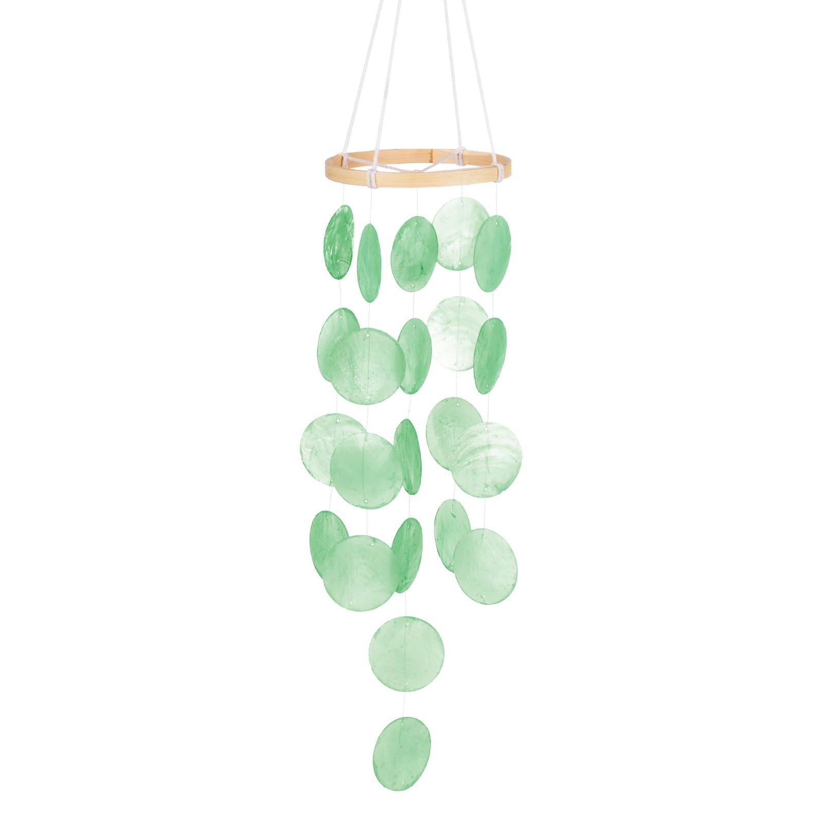 M METERXITY Shell Wind Chime for Outside, Seashell Wind Chime Sea Glass Shell Wind Chime for Outside/Patio/Garden/Porch Decor, Handcrafted Wind Chime [Green]