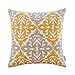 HWY 50 Mustard Yellow Decorative Throw Pillow Covers 18x18 Inch (1 Piece), Embroidered Cotton Farmhouse Cushion Cover Pillow Case for Sofa Couch Living Room Bed Bedroon, Floral Geometric
