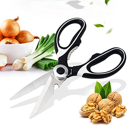 Kitchen Scissors Stainless Steel Shears Tool For Chicken Poultry Fish Meat Vegetables Herbs BBQ ALI88 Black
