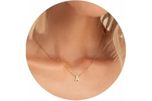 MOMOL Tiny Initial Necklace 18K Gold Plated Small Letter Necklace Personalized Name Necklace for Women
