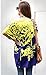 Women Loose Fit Batwing Sleeve Flower Print Long Blouse Top Yellow Medium