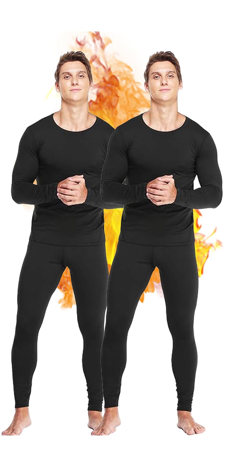 TEEPIRE 2Pack Mens Thermal Underwear Set with Lightweight Ultra Soft Fleece Lined,Long John Set, Skiing Base Layer Image