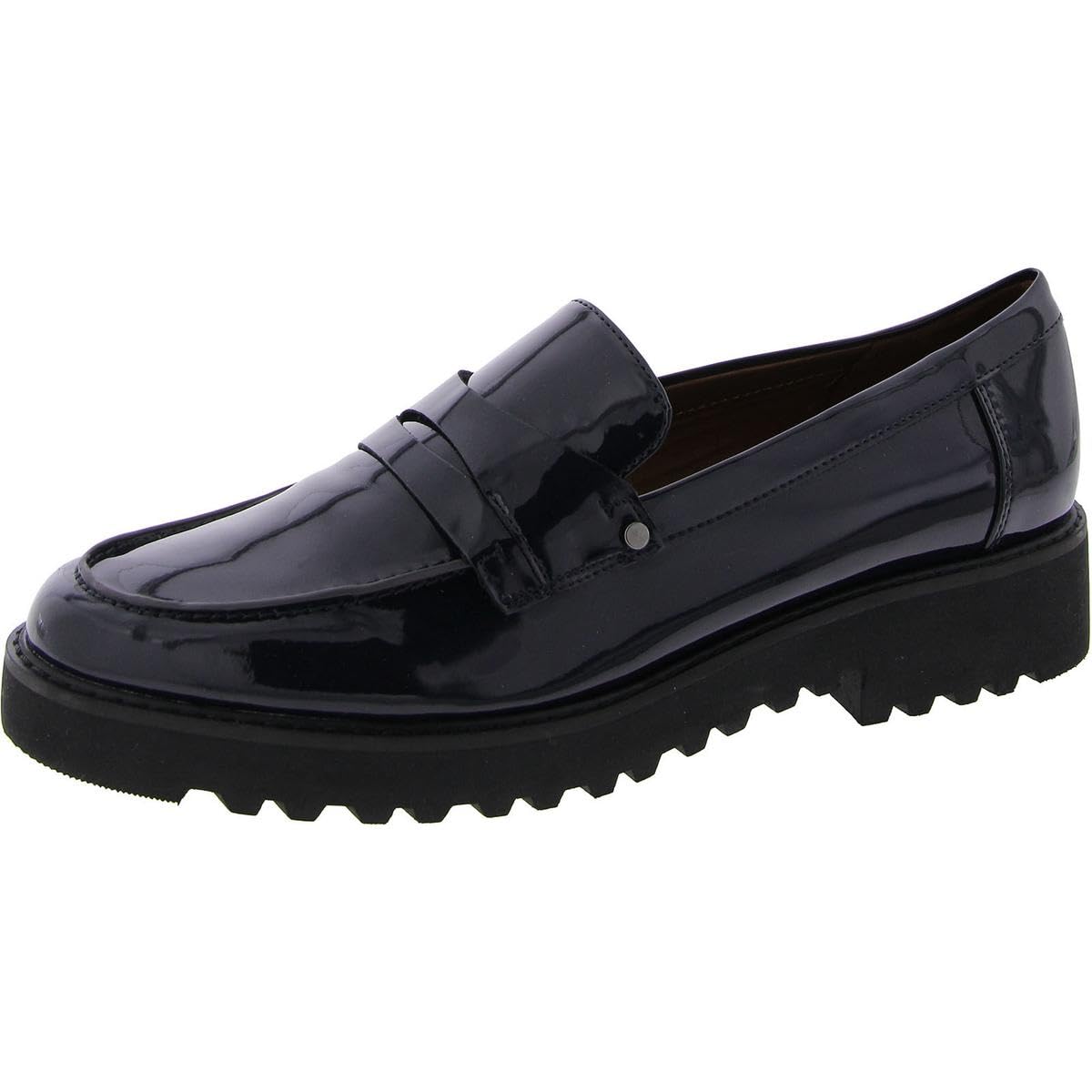 Franco Sarto Women’s Cassandra Loafer, Navy Patent Synthetic, 5