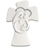 MAZZOLA LUCE Crocifisso Da Parete In Legno Bianco E Cristo In Marmorino Argento – 25x16 Cm – Made In Italy