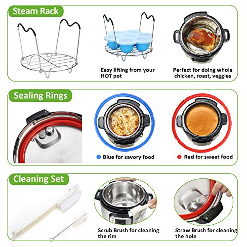 Pressure Cooker Accessories Compatible with Instant Pot 8 Qt - Steamer Basket, Dust Cover, Glass Lid, Silicone Sealing Rings, Egg Bites Mold, Springform Pan, Egg Steamer Rack and More - Thumbnail 4