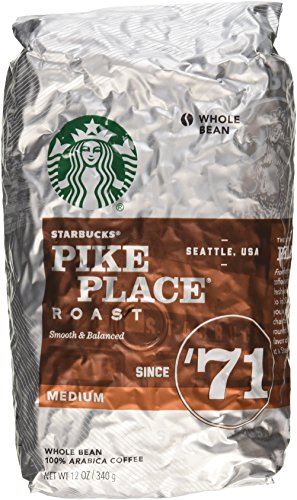 Starbucks Pike Place Roast, Whole Bean, 12 Oz. (Pack of 2 Bags)