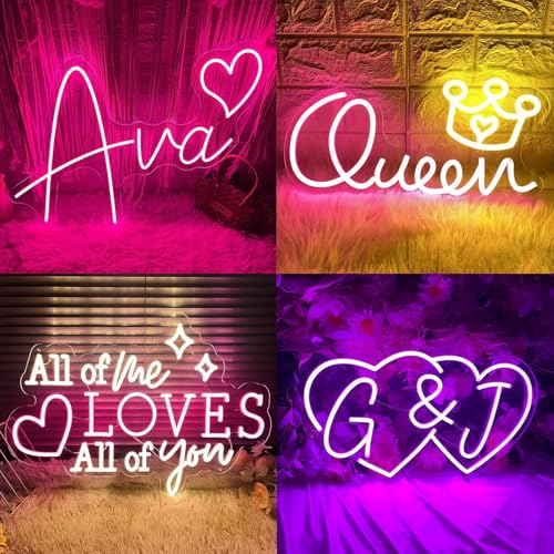 Personalised LED Neon Sign for Decorations Personalised Neon Written for Parties Birthdays Weddings Shops Bar Illuminated Sign LED Custom Lamp (25-152 cm)