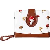 Modacarry Cute Print Wallet Blueberry Strawberry Cherry Wallet with Credit Card Holder Zipper Coin Purse for Women Girls (MASHROOM)