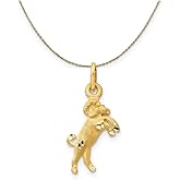 The Black Bow 14k Yellow Gold Aries the Ram Zodiac Diamond Cut Necklace