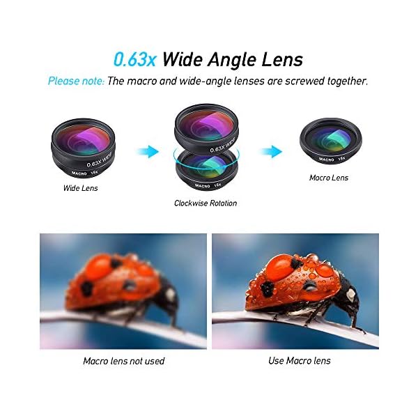 Kit Lentilles Smartphone Textiluxe 2 En 1 - Grand Angle 0.45x & Macro 12.5x - Universal