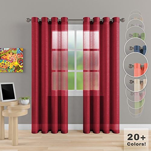 Grommet Semi Sheer Luxury 2 Panels Total Width 108” (Each Curtain 54”W x 108”L) Window Home Decor and Upscale Design Light Penetrating &amp; Privacy Soft Durable Polyester Easy Upkeep (Merlot)