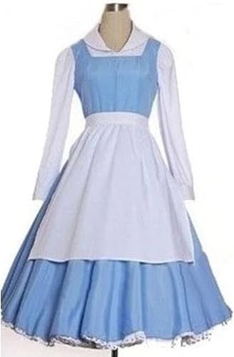 Amazon 美女と野獣 コスプレ Belle コスプレ衣装 ドレス ワンピース ドレス ブルー 4点セット ワンピース ワイシャツ エプロン 蝶ネクタイ カチューシャ付き ｍ 女 コスプレ 仮装 通販