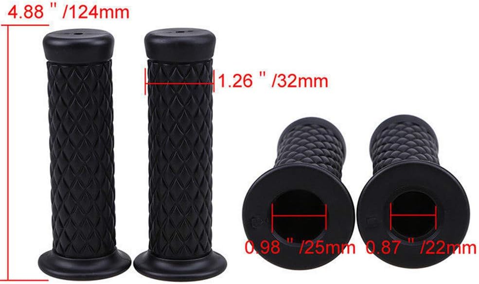 Motorcycle Retro Comfortable Hand Handlebar 7/8" 22mm 1"24mm Non Slip Rubber Handle Grips For Kawasaki Honda Yamaha: Automotive