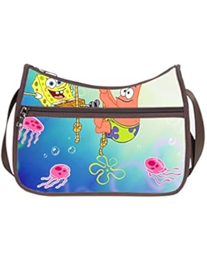 JIUDUIDODO Oxford Fabric Custom SpongeBob SquarePants Cross Body Handbags Casual Bags (Twin Sides)