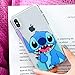 Ultra Slim Soft TPU Transparent Blue Stitch Case for iPhone X XS iPhoneX iPhoneXS Finger Heart Red Love Disney Disneyland Cartoon Cute Chic Lovely Clear Fun Cool Girls Teens Kids Daughter