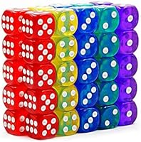 50-Pack 14MM Translucent & Solid 6-Sided Game Dice 5 Sets of Vintage Colors Dice for Board Games and Teaching Math Dice...