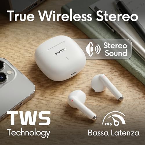 Auricolari Smartix Tws SM60-Fi9-B Bt V5.3 Custodia Con Funzione Di Ricarica Include Battery Bank Da 300ma Bianco