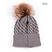 oenbopo Baby Winter Warm Knit Hat Infant Toddler Kid Crochet Fur Hairball Beanie Cap Grey