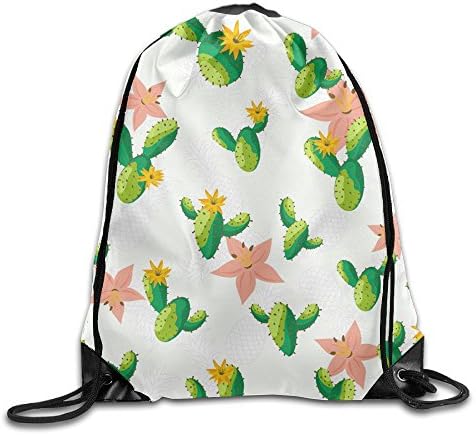 GOODBAG School Sport Gym Sack Casual Summer Nubuck Watercolor Cactus Drawstring Backpack