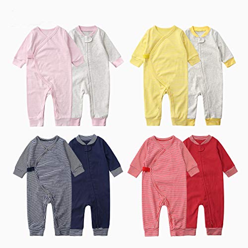 Teach Leanbh Baby 2-Pack 100% Cotton Romper Jumpsuits Two Way Zipper Long Sleeve Footless Sleep and Play (0-2T) (18-24 Months, Navy) - Thumbnail 4