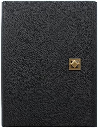 CYOS high-grade leather notebook, with a square rotating metal buckle,Retro Vintage Journal with Business Card Page/Sheet Protector/Pen Holder (black)