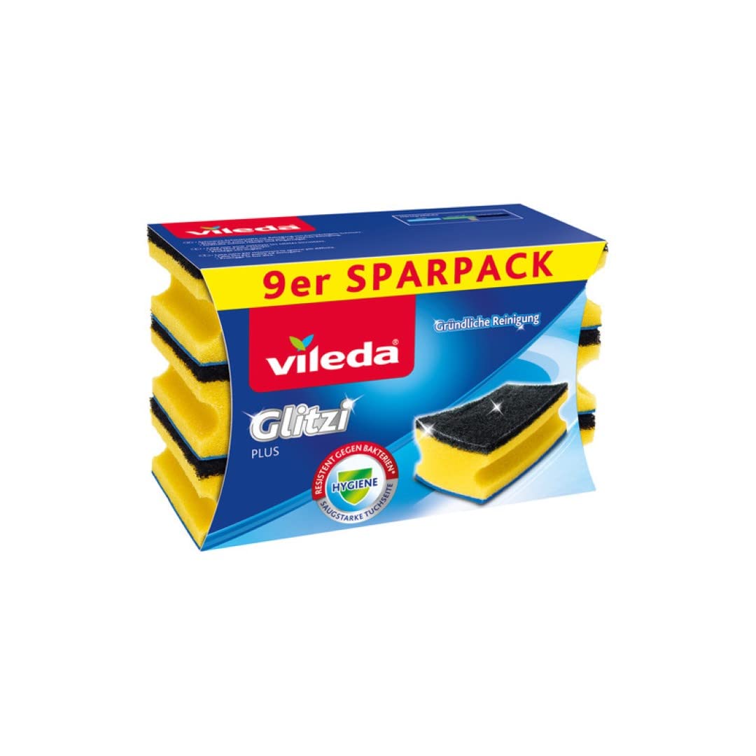 Vileda Glitzi Plus Washing Up Sponge with Anti-Bacterial Coating/Thorough, Hygienic and Absorbent