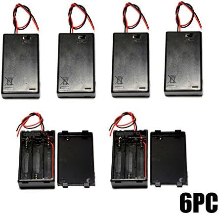 WAYLLSHINE 6PCS ON/OFF Switch With Cover 3x 1.5V AAA Battery Holder Battery Case Battery Box with 5.5" Black Red Wire Leads