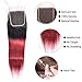 Mothers' Day Gift for Mom Top Hair Brazilian Ombre Hair Black To Red Straight Closure Natural Brazillian Virgin Remy 130%(Ombre 1B/Burgundy 10