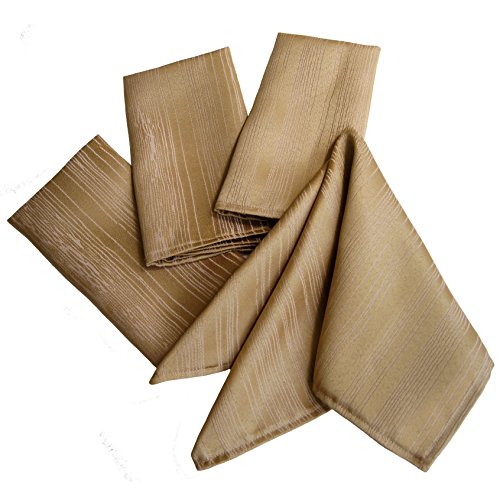 Benson Mills Flow Spill Proof Fabric Napkins (Set of 4), 18"x 18", Taupe/Gold