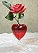 BANBERRY DESIGNS Red Heart Vase and Rose - Fabric Rose That Will Last Forever - Valentine's Day Gifts - Red Roses for Valentine's Day