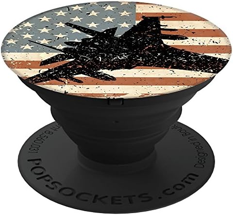 Culture of Pop American Flag Jet Airplane. Vintage Design, Pilot Gift. PopSockets Stand for Smartphones and Tablets