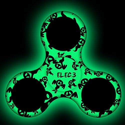 Fidget Spinner Toy Glow in the Dark Hand Spinner Fluorescence, Stress Reducer Relieve Anxiety and Boredom, Green with Skull